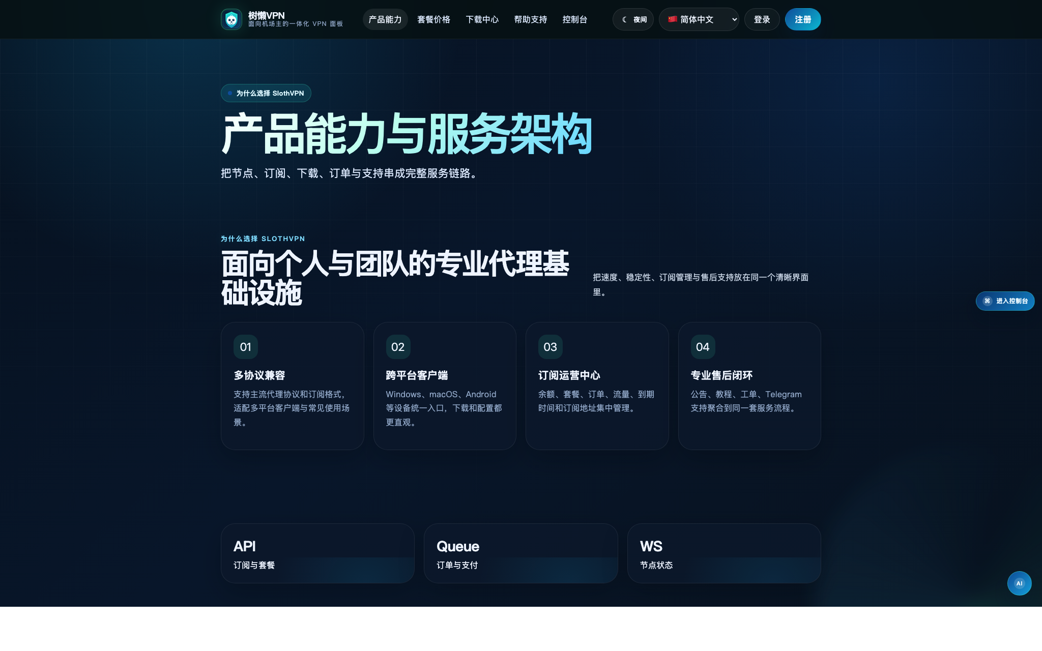 树懒云产品能力页面截图